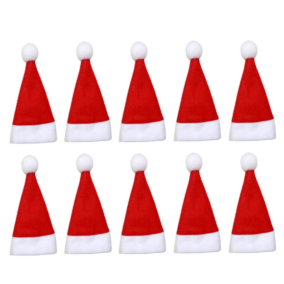 KAKOWELY 36 piezas de mini gorros de Papá Noel navideños, tapas para botellas, tazas, cortadores de piruletas y tenedores.