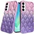 thumbnail image 2 of XPM for Samsung Galaxy A16 5G Phone Case, Fashion Flower Design Sparkle Glitter Shimmer Rhinestone Bling Floral Accents, Leather Texture TPU Cover for Galaxy A16 5G (Light Pink /Light Purple), 2 of 10
