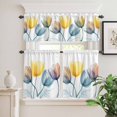 thumbnail image 6 of Gradient Color Curtain Valances Set Yellow to White Greyish Kitchen Curtains 24&nbsp;inch Length Rod Pocket Valance and Tiers 3 Piece Set Small Bedroom Bathroom Laundry Decor, 6 of 9