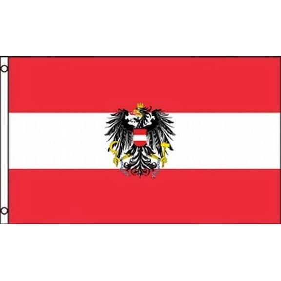Austrian Flag with Eagle 3x5 ft Banner Ensign Austria Coat of Arms Vienna Red