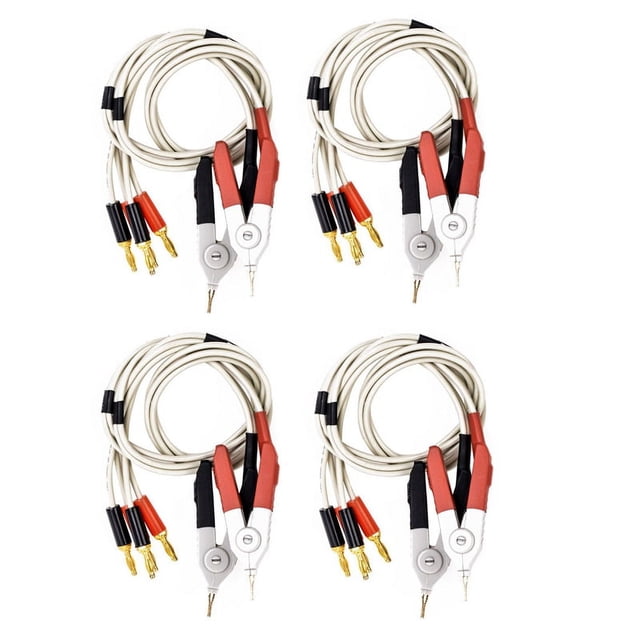 4 Paires de Clips Banane Isolés Câble Basse Résistance LCR Clip Sonde Test Mètre Terminal Kelvin Neuf