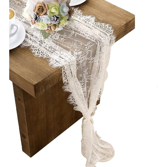 Camino de mesa HEIPINIUYE, encaje blanco, 35 x 300 cm, fiesta de boda, 10 unidades
