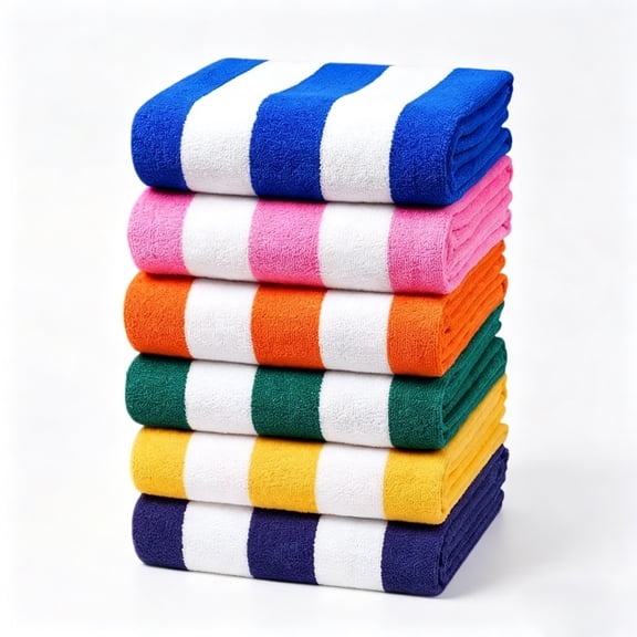 6 Pack Extra Large Striped Beach Towels, 39" x 71", Soft Quick Dry Polyester Microfiber Pool Towels, Lightweight Absorbent Bath Towels, Mixed Colors