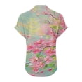 thumbnail image 5 of GaThRRgYP Womens tops V Neck Short Sleeve,Women Casual Printed Short Sleeve Button Home V-Neck T-shirt Blouses Pink XXL, 5 of 5