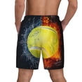 thumbnail image 2 of Lsque Mens Swim Trunks Tennis Ball In Fire And Water Pattern - Bathing Suit Compression Liner - Beach Swim Shorts Swimwear - (S-3XL) - Stretch Quick Dry -XX-Large, 2 of 9