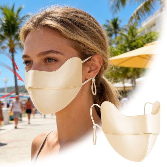 UPF 50 Full Face Sun Protection Mask, Breathable Adjustable Strap UV Block Face Cover, For Cycling Hiking Driving Outdoor Summer Sports(Gold)