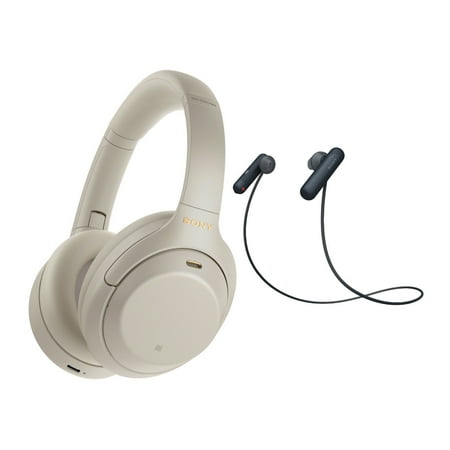 Sony WH-1000XM4 Wireless Noise Canceling Over-Ear Headphones (Silver) Bundle