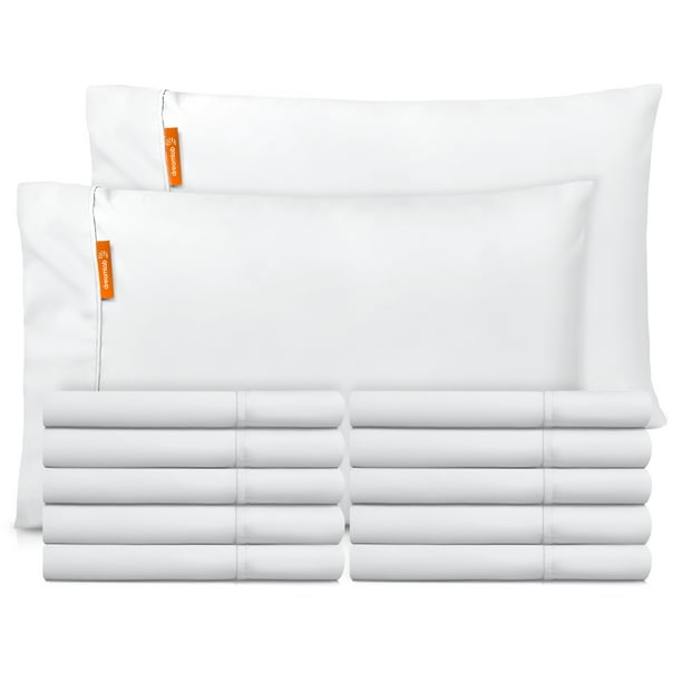 Fundas DE Almohada Dreamlab Premier 1800 Collection Pack DE Microfibra DE Lujo Hipoalergénicas 12 Piezas Tamaño King Size 51 cm x 101 cm Blanco