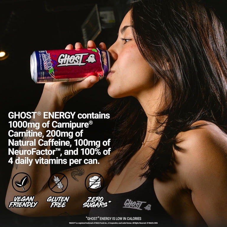 GHOST® ENERGY Zero Sugars Energy Drink, Welch's Grape-Cran, 200mg