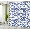 thumbnail image 4 of Ambesonne Spanish Tile Shower Curtain, Folkloric Ornamental, 69"Wx84"L, Indigo White and Dark Violet, 4 of 4
