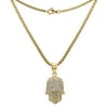 BEBERLINI Hamsa Cubic Zirconia Pendant Box Chain Necklace Set 14K Gold Plated Stainless Steel Male Fashion Jewelry 2.5 mm 20"