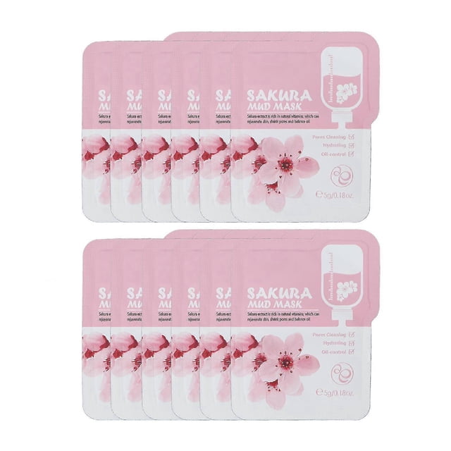 12pcs 0.2oz Sakura Mud Mask Oil Control Face Pore Cleansing Nourishing Clay Mask for Skin Care