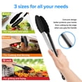 thumbnail image 4 of Bundlepro Stainless Steel Kitchen Locking Cooking Tongs with Silicone Tips,Set of 3-7" 9" 12",Black, 4 of 7