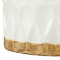 thumbnail image 6 of DecMode 12" Geometric White Porcelain Vase with Brown Base, 6 of 9