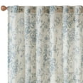 thumbnail image 5 of CURTAINKING Linen Curtains Floral Curtains for Living Room 63 Inch Length Blue Printed Curtains Rod Pocket Back Tab Farmhouse Peony Flower Patterned Drapes Bedroom Window Curtain Set 2 Panels, 5 of 9