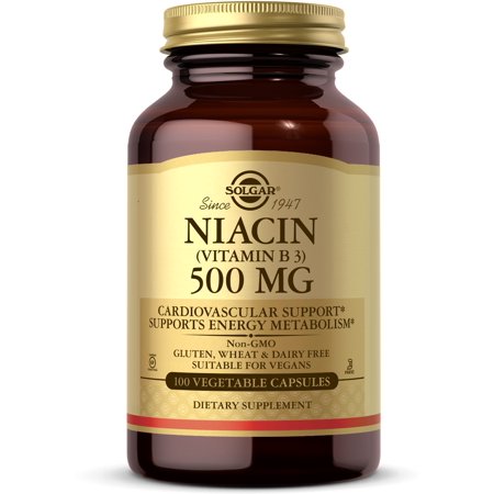 Solgar Niacin (Vitamin B3) 500 mg Vegetable Capsules - 100 ct (Pack of 6)