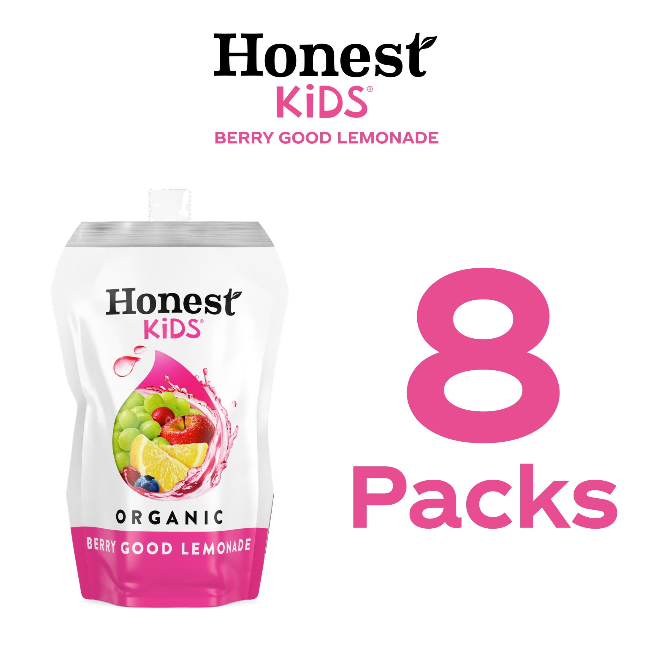 Honest Kids Berry Good Lemonade Organic Juice Drink Pouches, 6.75 fl oz, 8 Pack