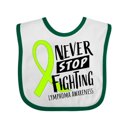 

Inktastic Never Stop Fighting Lymphoma Awareness Gift Baby Boy or Baby Girl Bib