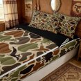 thumbnail image 3 of meiyoeat Woodland Camo Dinosaur Zipper Full Size Comforter Sets with Fitted Sheet and 2 Pillowcases for Kids Boys, Cartoon Dino Wildlife Zipper Bedding Set, Brown Green, Black Reversible, 4pcs, 3 of 6