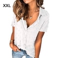 thumbnail image 1 of Camisa de mujer Blusa de gasa informal Camisa con botones de manga corta para niña, Blanco, XXL Scienceny  AP001376-05, 1 of 6