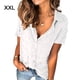 thumbnail image 1 of Camisa de mujer Blusa de gasa informal Camisa con botones de manga corta para niña, Blanco, XXL sidaley  AP001376-05, 1 of 6