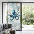 thumbnail image 2 of Non-Adhesive Static Cling Window Tint, Teal Octopus Coastal Window Privacy Film Frosted, Summer Beach Vintage Nautical Insulated Windows Frosted Films for Living room, 35.4 x 78.7 Inches, 2 of 9