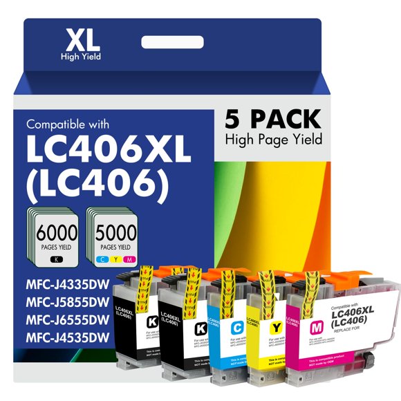 Cartuchos de tinta Toner Bank LC406XL, paquete de 5, alto rendimiento