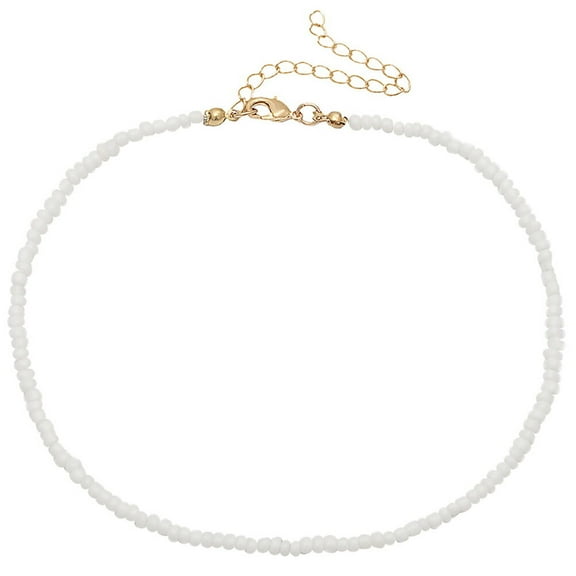 MRLESS White Rice Bead Choker Necklace for Women