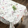 thumbnail image 2 of Birds and Floral Tablecloth, Wrinkle Free Anti-Fading Linen Pink 60 x 84 Rectangle Table Cover for Kitchen Dining Party Holiday Buffet and Wedding, 2 of 5