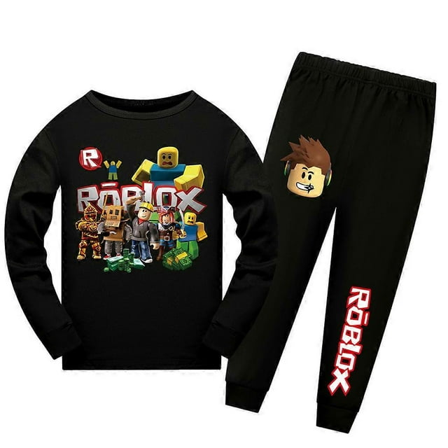 Ensemble de Pyjama pour Enfants Roblox à Imprimé de Jeu, T-Shirt à Manches Longues, Hauts et Pantalon, Garçons Filles, Pyjamas, Tenue de Nuit