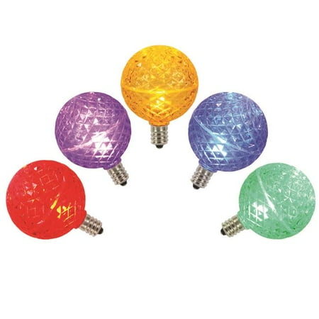 

G50 Faceted LED Replacement Bulbs with Multi-Colored Lights - Pack of 5