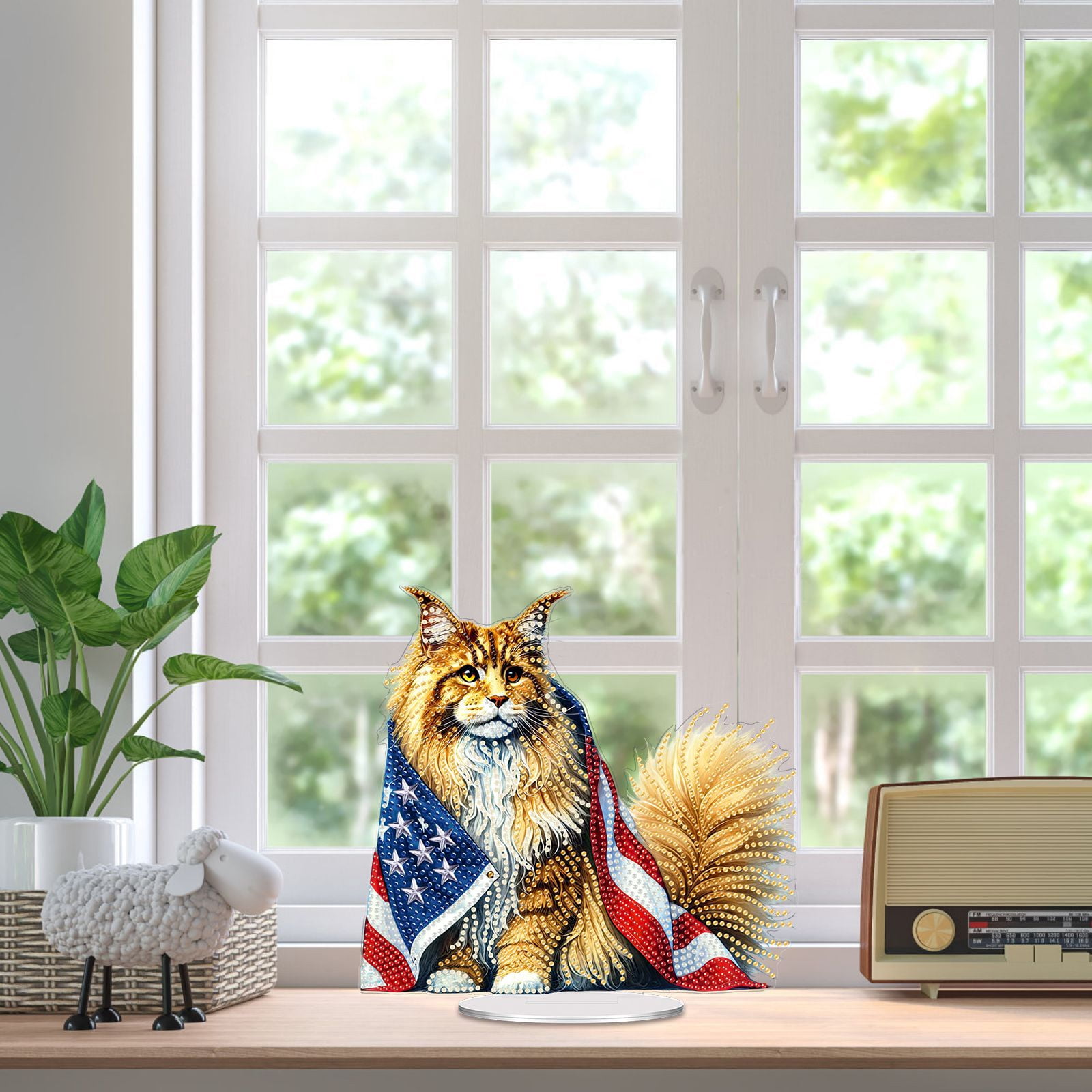 FLOPESN DIY Diamond Art Painting American Independence Day Creative，9.84*9.84in Animal Design,Add Festive Atmosphere Home Desktop Decorations