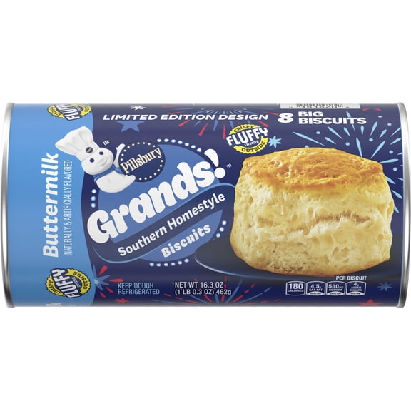 Pillsbury Grands Southern Homestyle Buttermilk Refrigerated Biscuit Dough, 8 Count, 16.3 oz