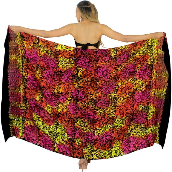 HAPPY BAY Women's Summer Beachwear Sarong Bikini Wraps Swim Cover up Wrap Skirt Bathing suit Swimwear Swimsuit Beach Coverups for Women One Size Black, Floral