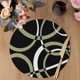 thumbnail image 3 of Black Geometric Round 15 Inch Placemats Set of 4, Modern Sage Green White Striped Art HeatResistant Non Slip Place Mats for Dining Table, Wipeable Braided Kitchen Table Mats for Housewarming, 3 of 9