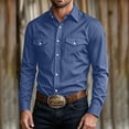 thumbnail image 2 of LODIENY Men Button Down Collared Shirts Long Sleeve Lightweight Regular Fit Business Work Shirt with Flap Pockets Navy XXXL, 2 of 8