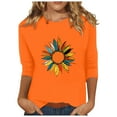 thumbnail image 2 of Wanfds Orange Ladies Tops Short Sleeve Round Neck Three-Quarter Sleeve Top L, 2 of 3