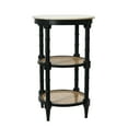 thumbnail image 7 of Creative Co-Op Round Solid Wood End Table with Genuine Marble Top and 2 Woven Cane Storage Shelves, Black, White, and Natural, 7 of 7