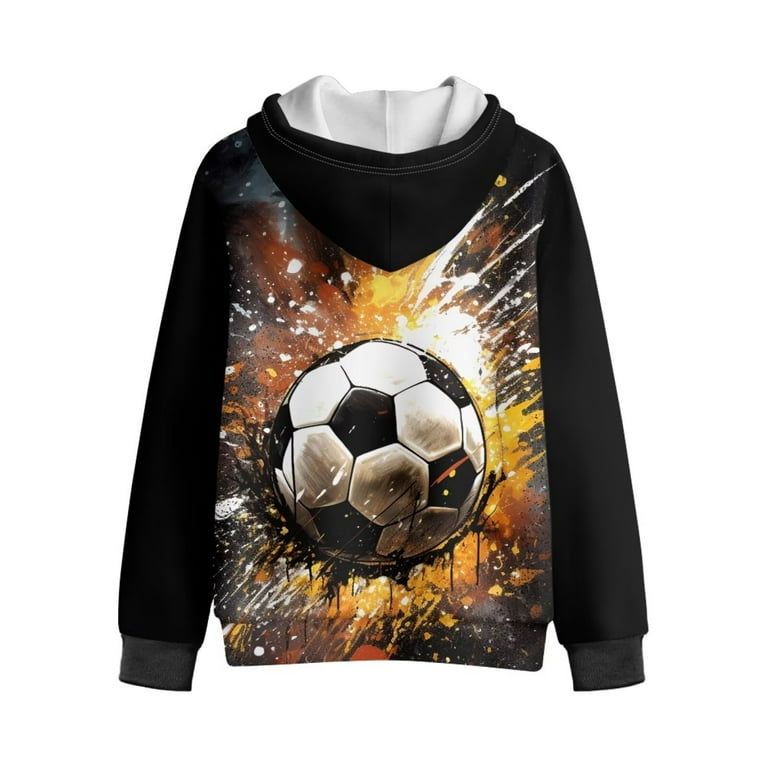 Chririnla Scrawl Soccer Fleece Zip Up Hoodie for Boys and Youth