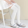 thumbnail image 5 of Eltusu Girls Knee-High Socks, Tight Knitting Cotton Casual Stretchy Dance Socks White Size 3-10T, 5 of 7