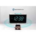 thumbnail image 5 of Emerson ER100401 Smartset Radio despertador dual de carga inalámbrica ultrarrápida de 15 vatios con altavoz Bluetooth, cargador USB, luz nocturna LED cian y pantalla de 1,4", 5 of 5