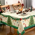 thumbnail image 5 of Christmas Tablecloth 60×104 Inch,Winter Holiday Snowman Green Christmas Trees Table Cloth,Snowflake Christmas Table Cloth Rectangle, Waterproof Christmas Table Cover for Party Kitchen, 5 of 5