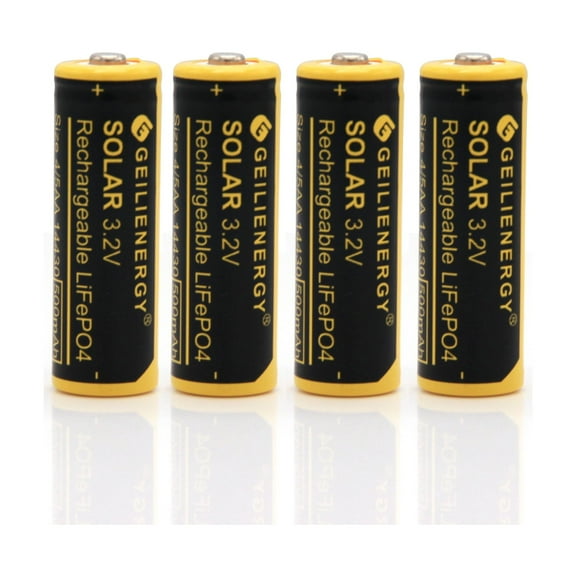 4 Pack 4/5 AA(NOT AA Size) 14430 3.2v 500mAh LiFePO4 Lithium Rechargeable Solar Battery