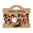 thumbnail image 2 of PONPRNGY Halloween Bracelets for Women Pumpkin Ghost Steleton Bat Skull Beaded Stackable Stretchy Bracelet Rugby Thanksgiving Christmas Bracelets, 2 of 6