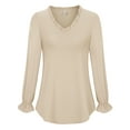 thumbnail image 2 of ADREAMLY Women Blouses V Neck Chiffon Long Sleeve Tops Casual Loose Blouses, 2 of 7