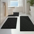 thumbnail image 3 of Findosom Bathroom Rugs Sets 3 Pcs,Non Slip Soft Absorbent Microfiber Bath Mats and U-Shaped Contour Toilet Rug,Machine Washable Plush Shaggy Bath Mat Set for Bathroom 18"x26"+18"x48"+U 20"x24" Black, 3 of 10