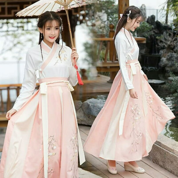 Hanfu-Hanbok chino para mujer, disfraz para adulto, estudiante Ming, Sarong, largo de cintura mejorado, conjuntos de cuello diario, vestido de fiesta, 2022