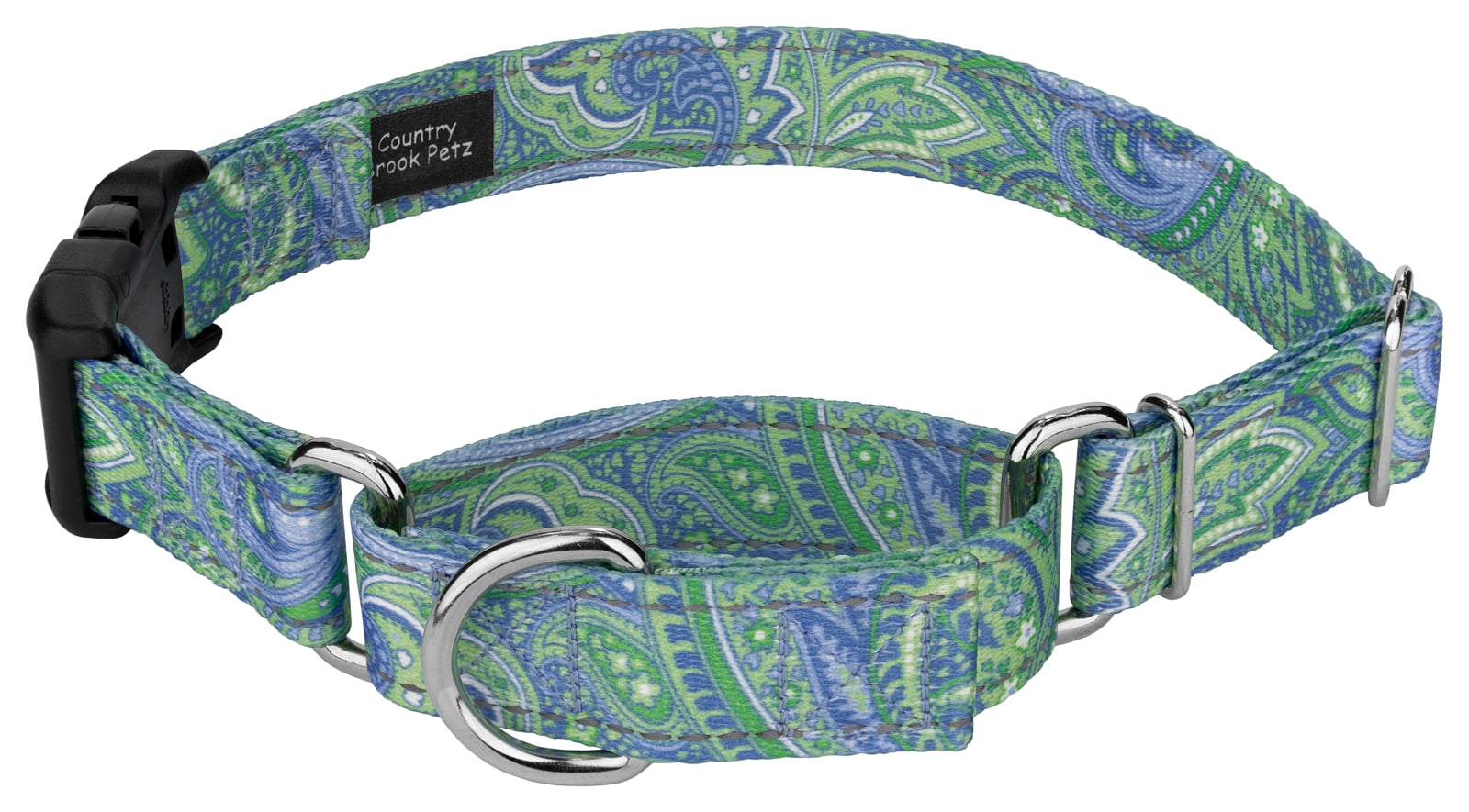 Country Brook Petz Green Paisley Reflective Martingale Dog Collar
