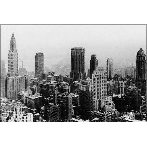 24"x36" Gallery Poster, new york city 1932 Midtown Manhattan, New York City, from Rockefeller Center, 1932
