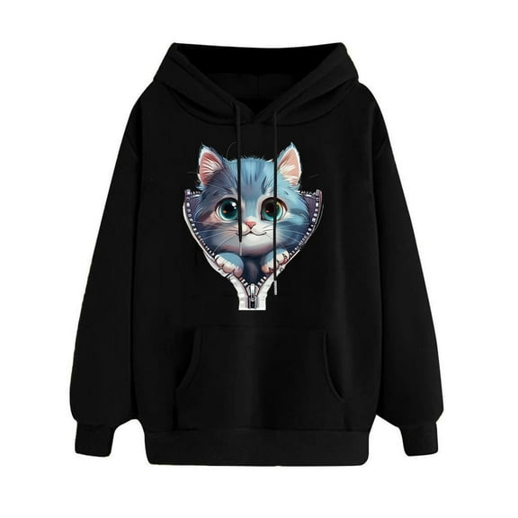 PNTUTB Women's Round Neck Print Winter Hoodie Casual Sweatshirt Long Sleeved Comfortable Pullover